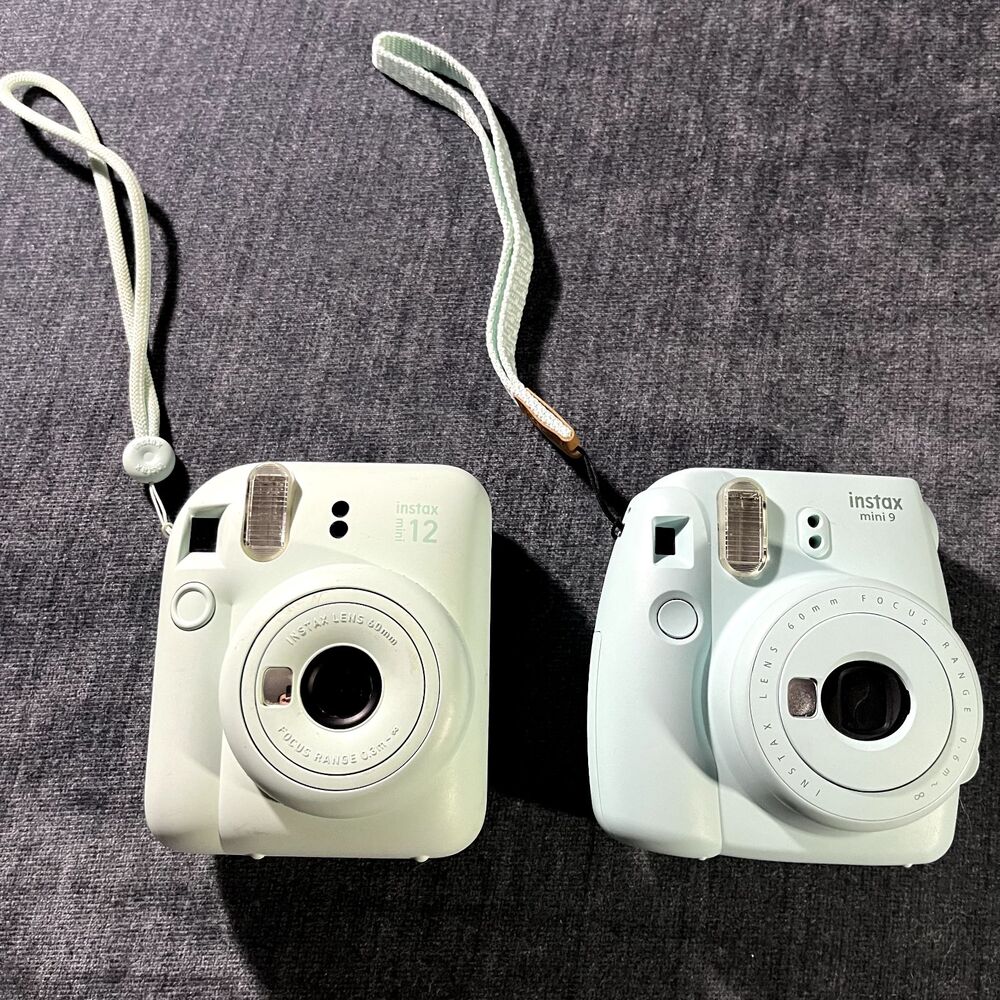 Fujifilm Instax Mini 12 & 9 Instant Camera Lot of 2 Light Green & blue Tested